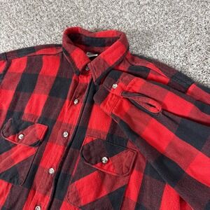 Vintage Five Brother Shirt Mens XL Red Black Buffalo Plaid Flannel Cotton USA